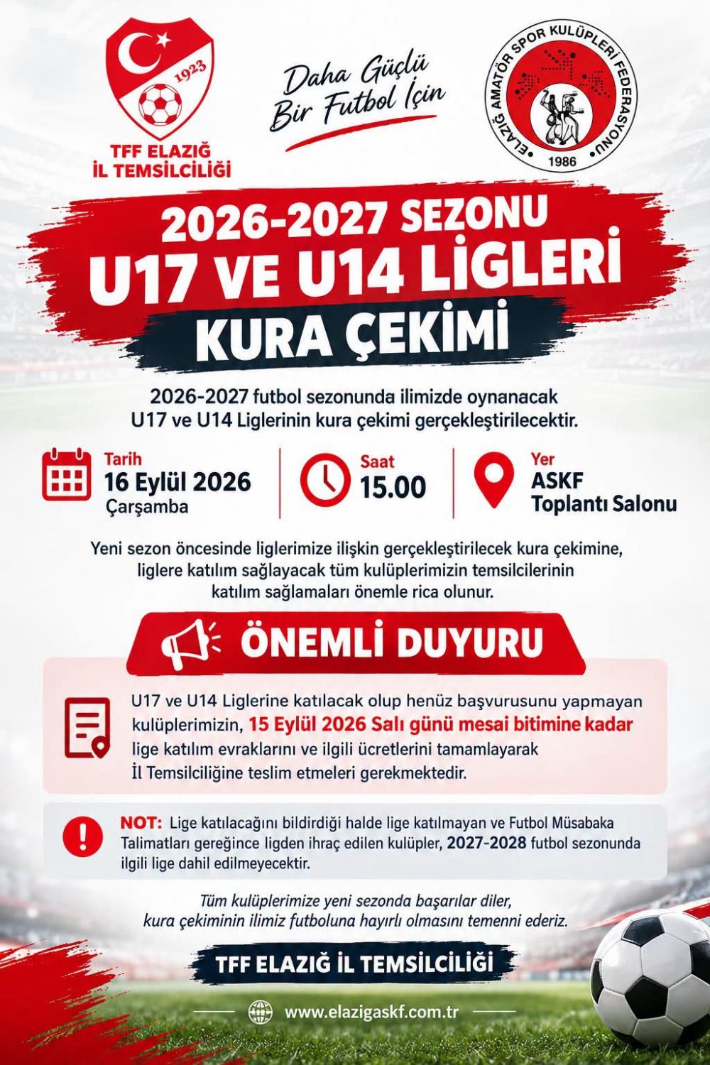 u17 ve u14 ligleri kura cekimi